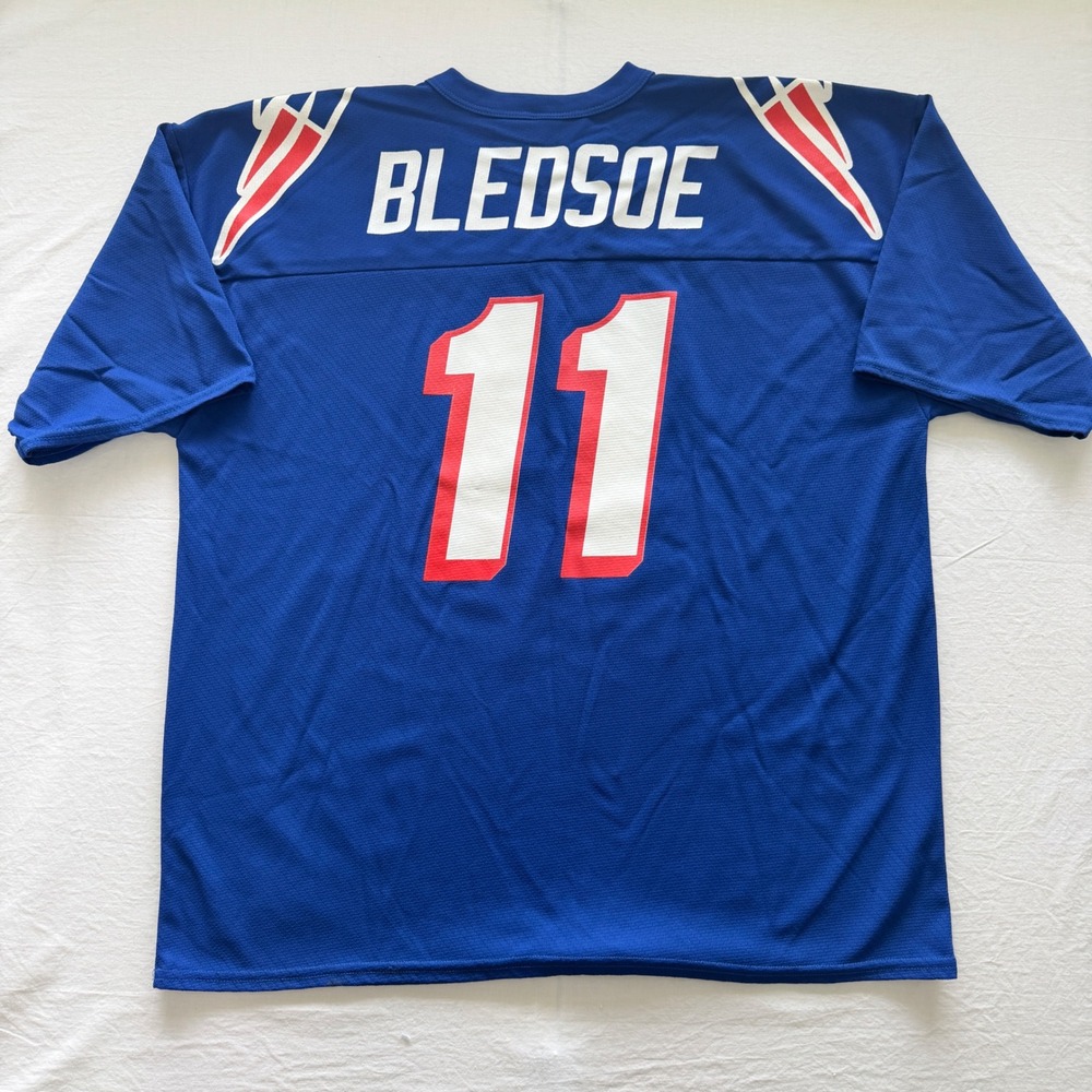 Vintage 90s Logo 7 Drew Bledsoe New England Patriots #11 Jersey XL NFL Blue
